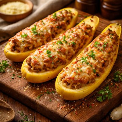Image of Cheesy Stuffed Summer Squash