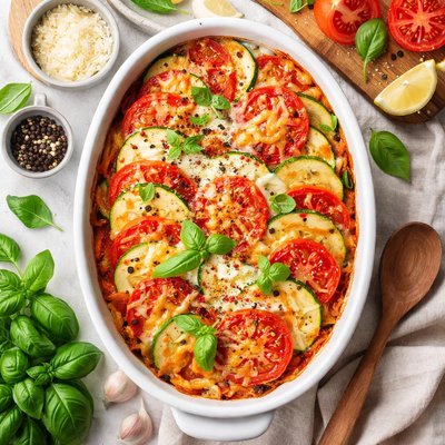 Image of Cheesy Tomato Zucchini Casserole