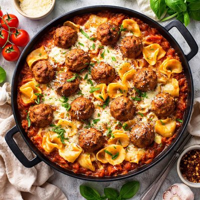 Image of Cheesy Tortellini with Meatballs