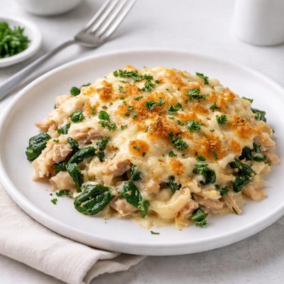 Image of Cheesy Tuna Spinach Casserole