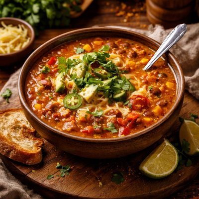 Image of Cheesy Vegetable Chili Soup