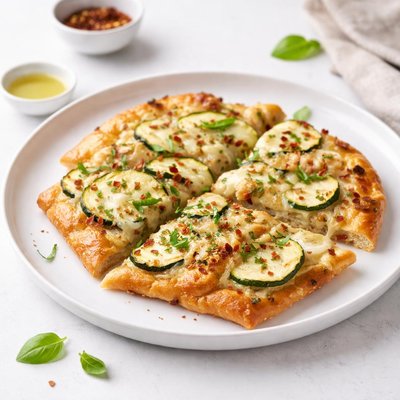 Image of Cheesy Zucchini and Onion Flatbread