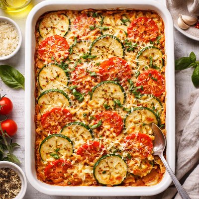 Image of Cheesy Zucchini Tomato Casserole