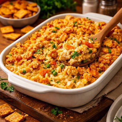 Image of Cheez It Chicken Noodle Casserole