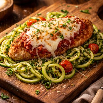 Image of Cheezy Chicken Parmesan with Zucchini Pasta