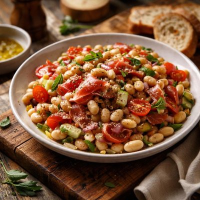 Image of Chef Boy I Be Illinois Warm White Bean Salad with Prosciutto