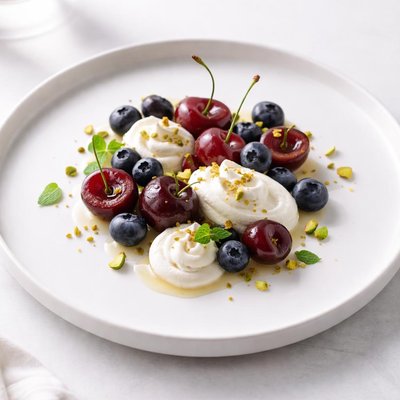 Image of Cherries and Blueberries with Frangelico Mascarpone