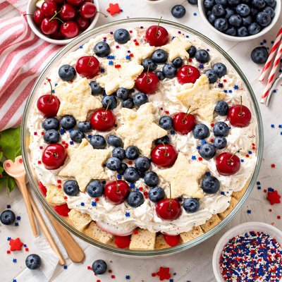 Image of Cherries in the Snow Trifle Fourth of July Version