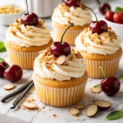 Image of Cherry Almond Vanilla Cupcakes
