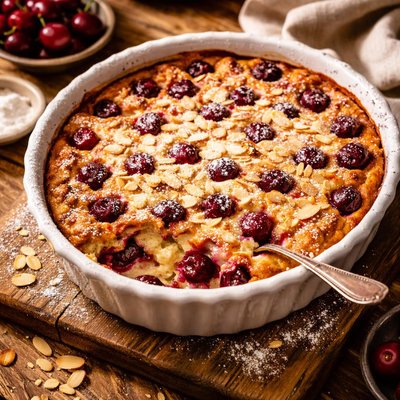 Image of Cherry and Almond Clafouti Baked Custard