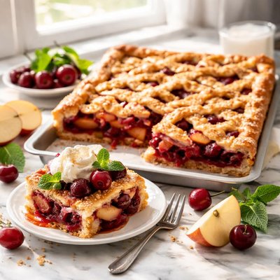 Image of Cherry and Apple Slab Pie