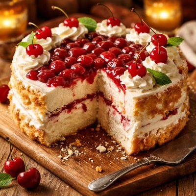 Image of Cherry Angel Cream Cake