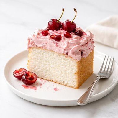 Image of Cherry Angel Food Cake Cherry Fluff Frosting