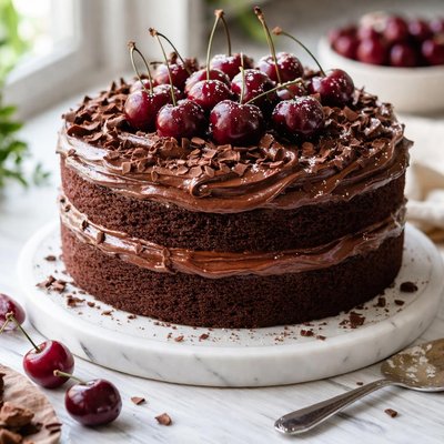 Image of Cherry Chocolate Cake with Fudge Frosting