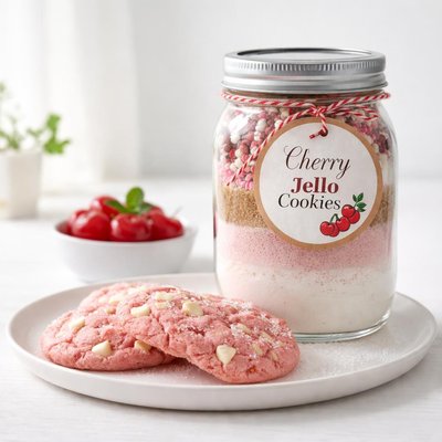 Image of Cherry Jello Cookies Gift Mix in a Jar
