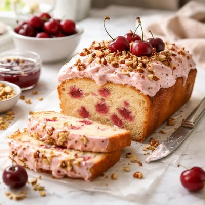 Image of Cherry Pound Cake with Cherry Nut Frosting