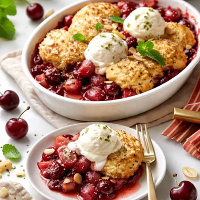 Image of Cherry Rhubarb Cobbler