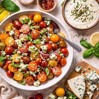 Image of Cherry Tomatoes with Buttermilk Blue Cheese Dressing
