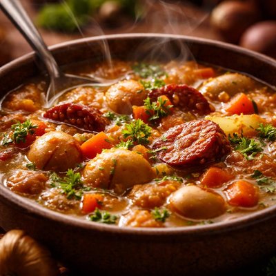 Image of Chestnut and Chorizo Soup