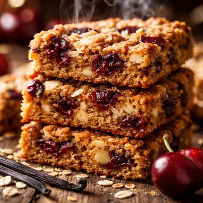 Image of Chewy Cherry Vanilla Oatmeal Cookie Bars