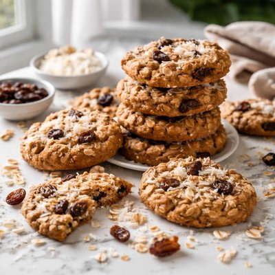 Image of Chewy Evil Oatmeal Raisin Coconut Cookies