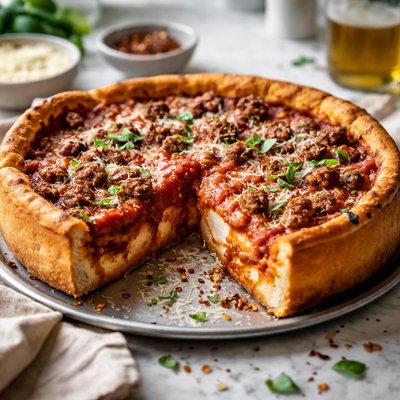 Image of Chicago Style Deep Dish Sausage Pizza Real Deep Dish