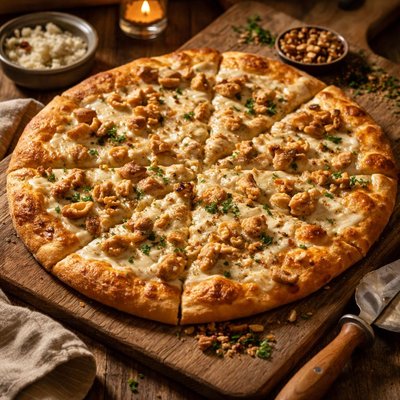 Image of Chicken Alfredo Gorgonzola Walnut Pizza