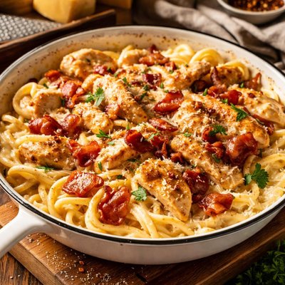 Image of Chicken Alfredo with Crispy Bacon Paula Deen