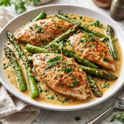 Image of Chicken and Asparagus in a Mustard Tarragon Sauce