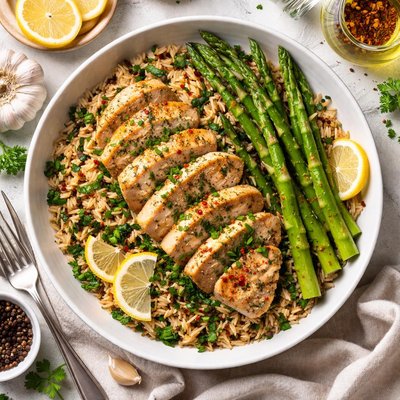 Image of Chicken and Asparagus Over Wild Rice