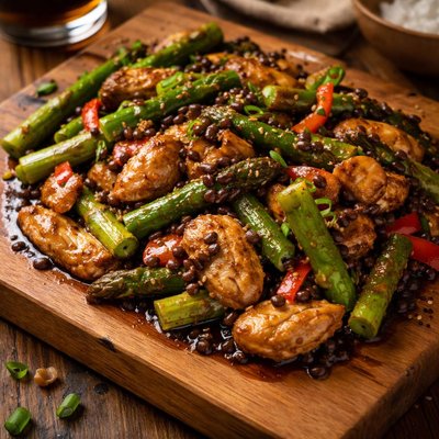 Image of Chicken and Asparagus with Black Bean Sauce