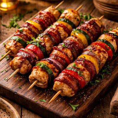 Image of Chicken and Bacon Shish Kabobs