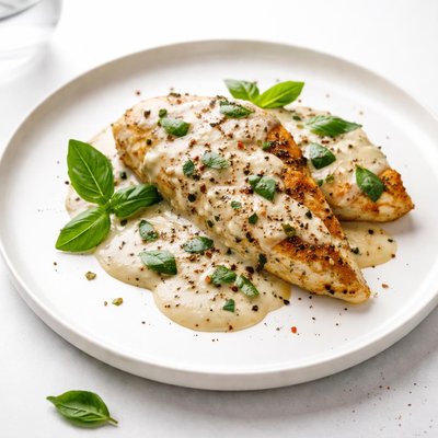 Image of Chicken and Basil Pepper Cream Sauce