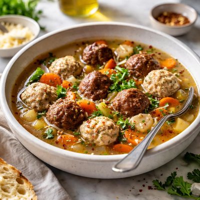 Image of Chicken and Beef Meatball Soup