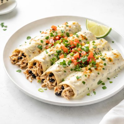 Image of Chicken and Black Bean Enchiladas in Sour Cream Sauce