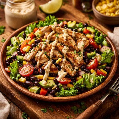 Image of Chicken and Black Bean Salad with Spicy Ranch Dressing