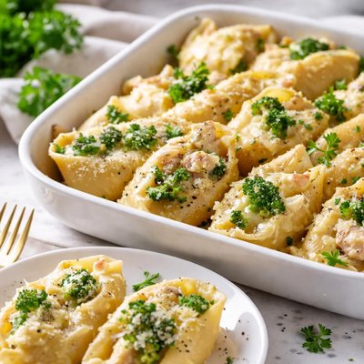 Image of Chicken and Broccoli Alfredo Stuffed Shells