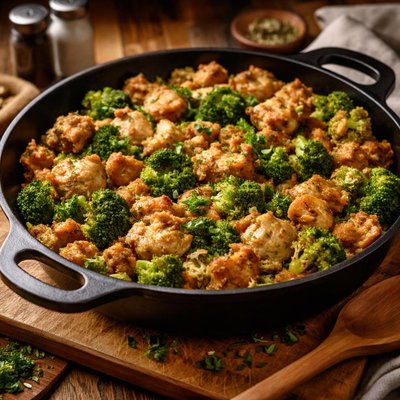 Image of Chicken and Broccoli Stuffing Skillet