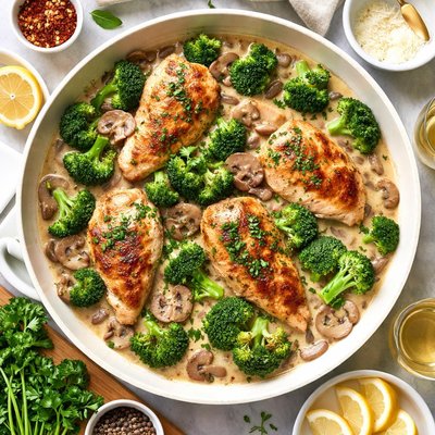 Image of Chicken and Broccoli with Mushroom Sauce