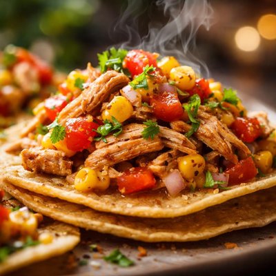 Image of Chicken and Corn Salsa Over Crispy Tortillas