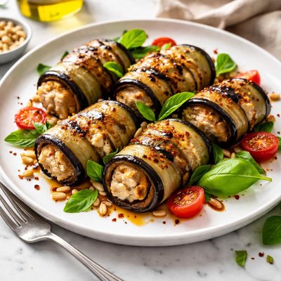 Image of Chicken and Eggplant Aubergine Rolls