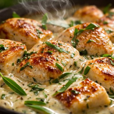 Image of Chicken and Halloumi in Tarragon Sauce