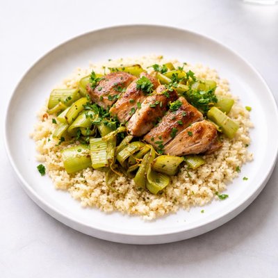 Image of Chicken and Leeks Over Couscous