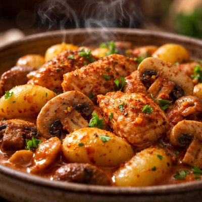 Image of Chicken and Mushroom Goulash with Gnocchi
