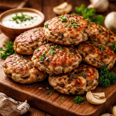 Image of Chicken and Mushroom Patties Kotlety or Katleti