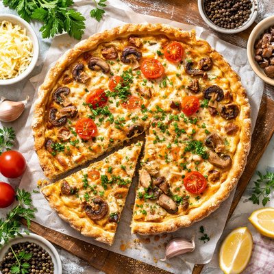 Image of Chicken and Mushroom Quiche