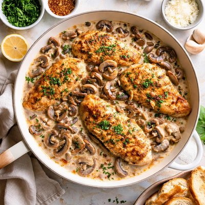 Image of Chicken and Mushrooms in Sherry Cream Sauce