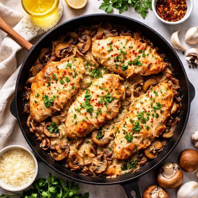 Image of Chicken and Mushrooms with Cheese