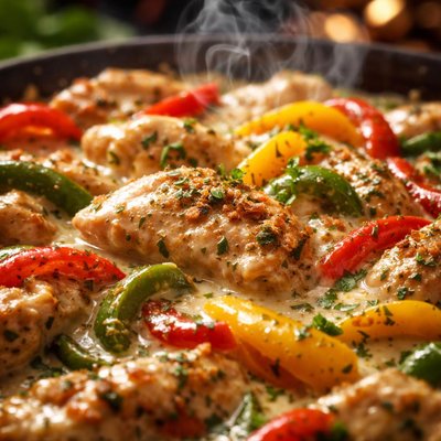Image of Chicken and Peppers in Cream Sauce