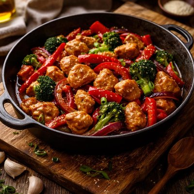 Image of Chicken and Red Vegetable Stir Fry